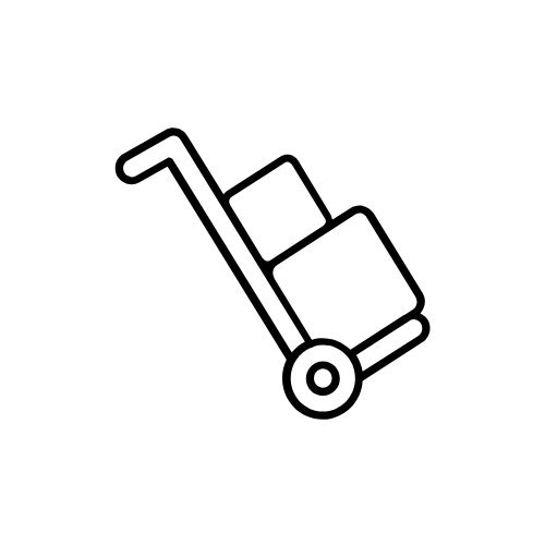 Icon mit Schubkarre und Kartons